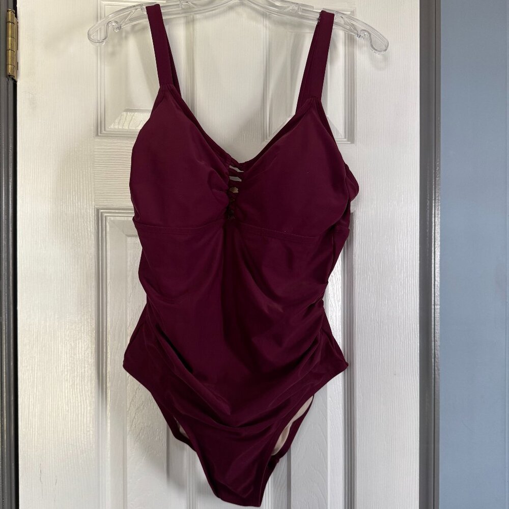 Ava & Viv Burgundy One Piece Swim suit - Excellent Condition